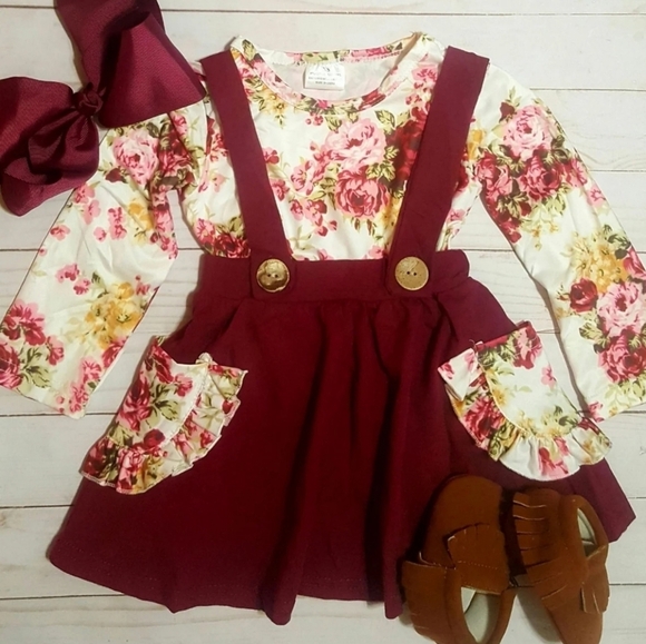 New Maroon Foral Jumper w/pocket detail - Picture 1 of 1